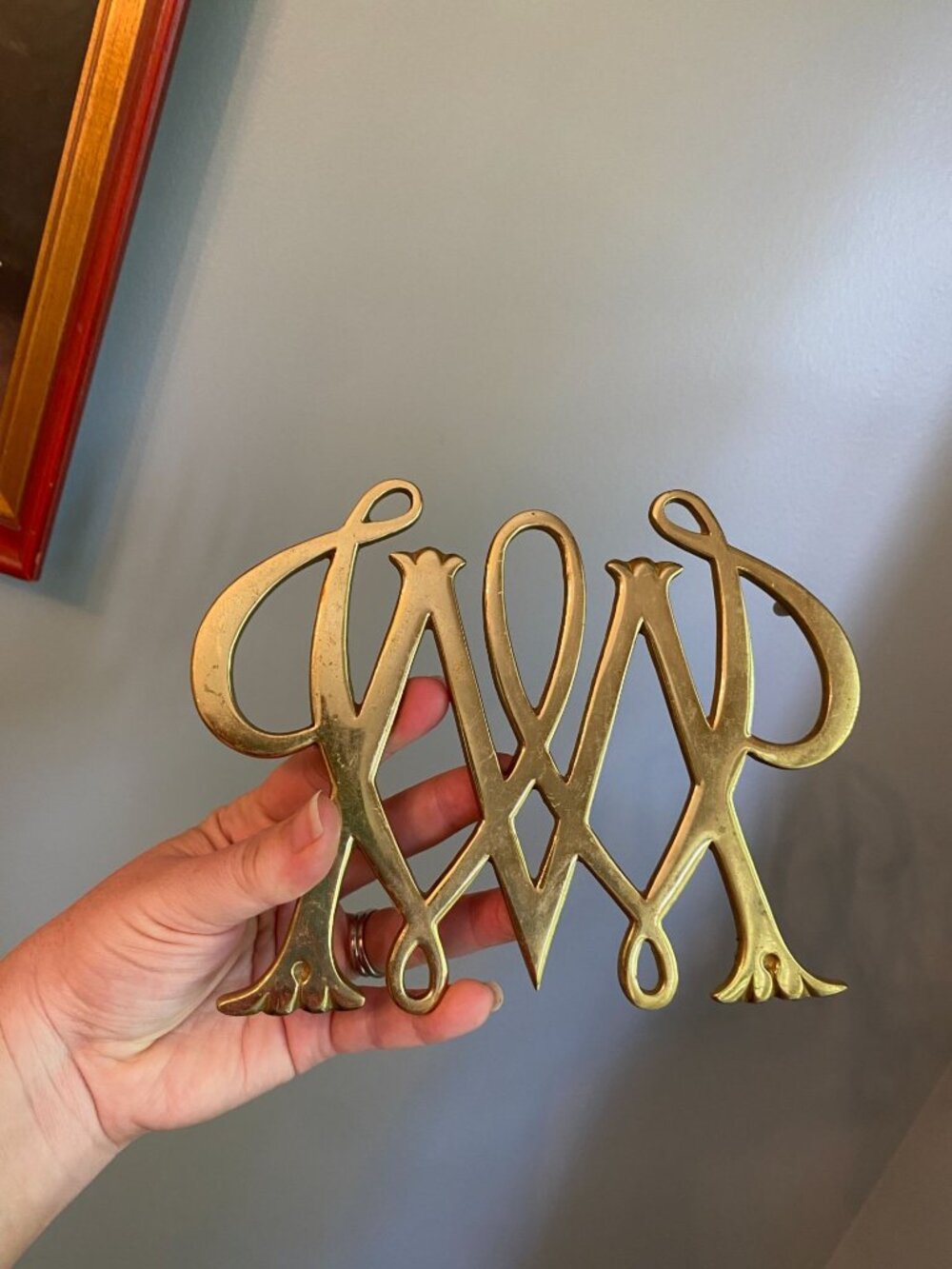 Brass Trivet Williamsburg William & Mary 1950 Virginia Metal Crafters
